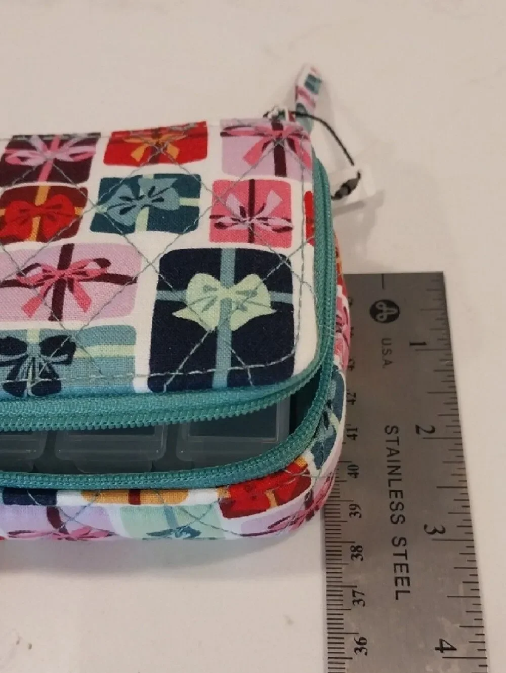 Vera Bradley Multi-Color Quilted Cosmetic Case with Turquoise Zipper